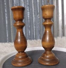 Vintage Wooden Taper Candle Holders, Set of Two, Farmhouse Boho Style picture