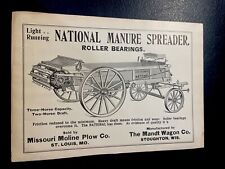 ORIGINAL 1907 National Manure Spreader Farm Advertising -Missouri Moline Plow picture