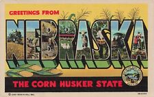 Large Letter Greetings from Nebraska The Corn Husker State PC Posted 1949 picture