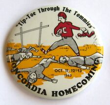 Vintage 1963 Concordia College Homecoming button pin pinback football picture