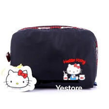 New Japan Sanrio Hello Kitty Lesportsac BLACK LARGE Pouch Cosmetic Makeup Case picture