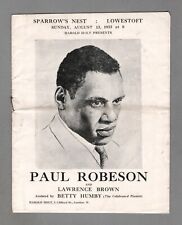 Concert: PAUL ROBESON Spirituals / Betty Humby 1933 Lowestoft, England Program picture