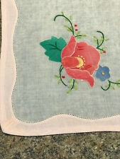 VTG Hand Embroidered/Applique White Linen Set 6 Napkins 16