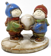 Boys with Big Snowball Christmasville Figurines Ronnie Walter Christmas Decor picture