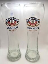 Erdinger Weissbier 0.5 L Tall Beer Clear Glasses Set of 2 picture