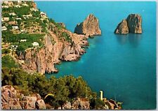 The Faraglioni Capri Italy Cliff Buildings Rock Formations Postcard picture