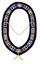 Masonic Master Masons Blue Lodge  Gold Collar Chain + Worshipful Master Jewel picture