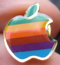 APPLE COMPUTERS vintage metal acrylic RAINBOW design promotional pin BADGE picture