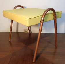 VTG Mid Century Modern Yellow Footstool Ottoman Hassock Retro 1960's Unique picture