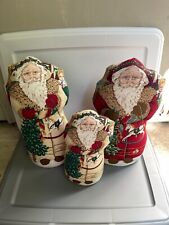 Set of 3 Vintage Father Christmas Stand Up Dolls picture