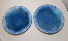 handmade pair of Thelma Winter blue enameled decorative art collector plates picture
