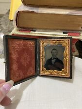 ANTIQUE AMBROTYPE PHOTO 1/9 NINTH PLATE SHARP IMAGE OF A YOUNG MAN CIVIL WAR ERA picture