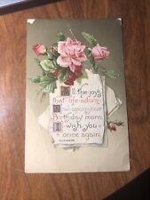 “All The Joys That Life Adorn…” Embossed Roses, Vintage Postcard Divided Back picture