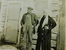 North Dakota Couple Winter Dressed Scarf Overalls Real Photo Vintage Postcard picture
