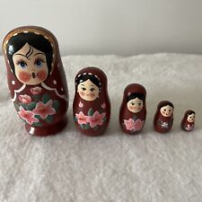 Russian Matryoshka Nesting Dolls Set of 5 Wooden Hand Painted picture