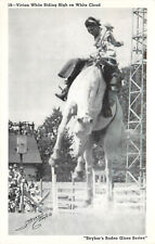 Stryker's Rodeo Gloss Series Postcard 19 Vivian White Cowgirl Bronco Busting picture