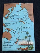 Location Hawaiian Islands North Pacific Maui Map Hawaii Vintage Postcard picture