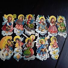 Vintage Lot 11 Angels Christmas Mercury Glass Glitter Germany Shackman Tags picture