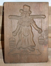 Vtg NCZ Wood Carved Springerle Cookie Mold Woman Holding Water Buckets, Holland picture