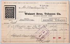 1933 Weisert Brothers Tobacco Billhead St Louis MO Checkers Brand Smoking picture