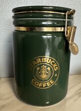 STARBUCKS Bee House Japan Green Ceramic Coffee Tall Canister 8x5 picture