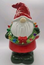 Mr Christmas Nostalgic Lighted Ceramic Gnome Wreath Figurine  12” picture