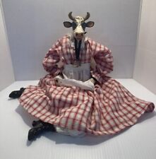 VTG 1990 Daddy Long Legs Abigail Cow Shelf Sitter Doll Red Plaid Signed Weeks picture