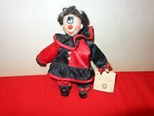 7 in VINTAGE HAPPY CLOWN DOLL CERAMIC FACE & HANDS BEAUTIFUL COSTUME 1982  # 664 picture