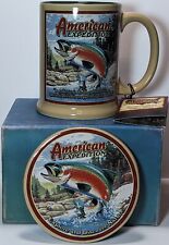 American Expedition Majestic Series Coffee Mug & Coaster Set RAINBOW TROUT MIB picture