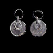 RARE Judaea Find Ancient Silvered Pendant Crescent Greek or Magic Eye Antiquity picture