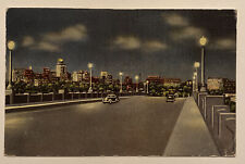 Vintage Postcard, Old Cars, Night View From Viaduct, Dallas, Texas picture