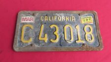 California Vintage Black License Plate C43018  Patina  CA picture