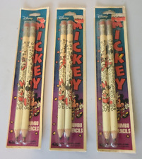 3 NEW Vintage MICKEY MINNIE MOUSE Jumbo Pencils WALT DISNEY Empire USA 80s LOT picture
