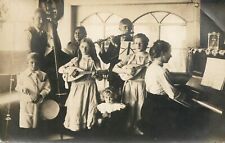 Swiss musical family Appenzell types vintage real photo postcard picture