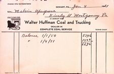 Walter Huffman Coal Trucking Dewart PA 1951 Receipt Invoice picture