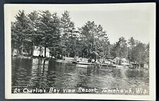 Charlie’s Bayview Resort. Tomahawk, Wisconsin. Real Photo Postcard. RPPC picture