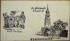 Charleston, SC Hand-Drawn/Original Art 1958 Postcard: St. Michael's Church/Crest picture