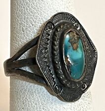 Vintage 70s Unsigned Navajo Natural Persian Turquoise Ring 6.25 picture