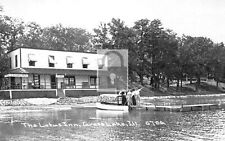 Lotus Inn Boat Dock Grass Lake Illinois IL Reprint Postcard picture