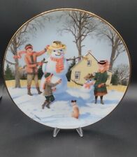 Danbury Mint SNOWY FRIENDS Old Time Country Winter Snowman Collectible Plate picture