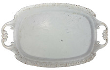 White Painted Metal Italian Vtg Serving Vanity Tray Platter 15” x 9.25” picture