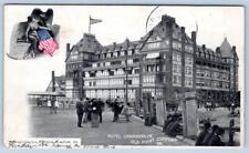 1903 HOTEL CHAMBERLIN OLD POINT COMFORT VA BOARDWALK PATRIOTIC AMERICAN FLAG picture
