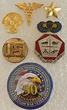 Lot of 7 Vintage Militaria Military Pins Pinbacks Badges US Veterans Army picture