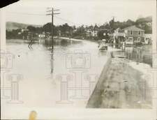 1938 Press Photo Flood waters cover roads at Livingston Manor, New York picture