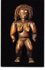 Native Hawaiian Wood Carving Female~Postcard Hawaii Bishop Museum Strange -H2 picture
