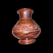 Vintage Hand Carved Rosewood Vase India~Bindhi Wedding Vase~Table Centerpiece picture