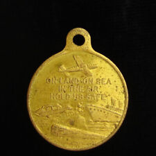 Vintage Saint Christopher Gold Tone Medal Religious Holy Catholic Travel Old Car picture