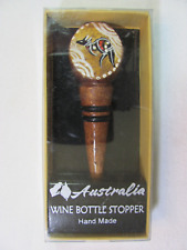 Hand Painted Wooden Australia Wine Bottle Stopper Souvenir in Original Box picture