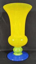 Vase in the Memphis Milano Style featuring Yellow, Green, Blue Mottled Glass picture