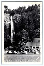 Multnomah Falls And Lodge Columbia River Valley Hwy Cars RPPC Photo Postcard picture